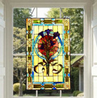 Floral Design Tiffany Style Stained Glass Window Panel Suncatcher Victorian