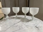4 X Antique French Portieux Vallerysthal White Opaline Cordial Glasses