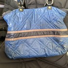 New Coach Poppy 15873 Blue Quilted Nylon leather Snow Bunny Ski Large Glam Tote