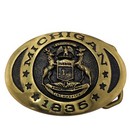 Michigan Belt Buckle Solid Brass Heritage Mint Mu Wolverine 79 With Case