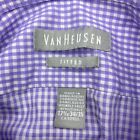 Van Heusen Dress Shirt Men s 17 5 Long Sleeve Purple Check Fitted Wrinkle Free