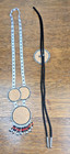 Native Style Beaded Jewelry Set Eight Point Rosette Bead Necklace   Bolo Tie