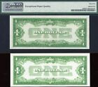 Set Of 2  consecutive  1934  1 Silver Certificate Funny Back Notes One Pmg 65