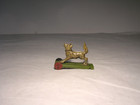 Vintage Rare Meier Circa 1910 Tin Penny Toy Lithograph Begging Dog On Wheels   
