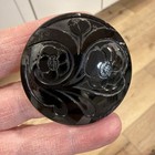 Antique Vintage Jet Black Glass Floral 7    Stick Hat Pin