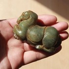  400  Super Chinese Antique Jade Carved Old Nephrite Jade Fat Horse 188g