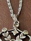 Antique Edwardian Art Nouveau Style Lavaliere Pendant   Sterling Chain Necklace