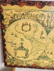 Old World Map Wall Art  Double Hemisphere Wood Mounted Burnt Edges   Chain Vtg