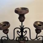 Vintage Wooden Candelabra 5 Metal Arm With Candle Holders 16    Tall