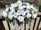 White Roses Cemetery Headstone Saddle  Funeral Gravesite Arrangement  Cosmos