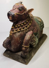 Antique Sacred Cow Nandi Carved Wood Hand Painted Statue Figure India 11 25 