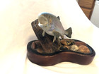 Hand Carved Trout On Rock Base With Realistic Detail