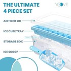 Silicone Ice Cube Tray With Lid And Bin  3-in-1 Ice Tray  Container   Scoop Set