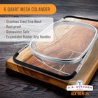 Over The Sink Stainless Steel Oval Fine Mesh Colander Strainer Expandable Handle