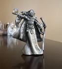 Vintage Pewter Wizard With Crystal Ball And Sphere Staff Figurine From 1980s 