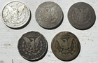 5 Coin Morgan Dollar Lot Cull Slick 90  Silver  5 Face  1 Bb