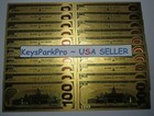 50  fifty  Gold 24k Plated  100 Dollar Bills New Style  Blue Stripfree Shipping 