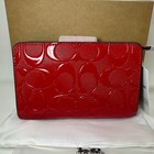 Coach Medium Corner Zip Wallet In Signature Leather Red Cv414 Outlet New