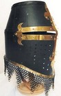 Medieval Battle Knight Great Helmet Bassinet 16 Gauge With Chain Mail Brass