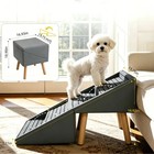 2-in-1 Foldable Dog Stairs   Ottoman 19 69  4-step Pet Ramp Grey