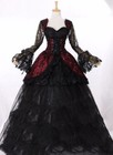Black Red Gothic Wedding Dresses Lace Appliques Long Sleeves A Line Bridal Gowns