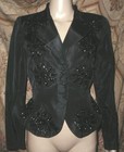 Vintage 1940 s Black Beaded   Sequins Evening Suit Jacket Nip Waist 36 Bust