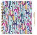 Gift Box Set  Large 11  X 9 5  Tropical Flowers Hardcover Spiral Notebook   Pen