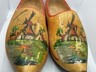 Vintage Wooden Dutch Clogs Shoes Holland Hand Painted Windmill Folk Art