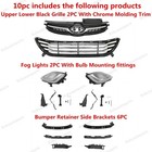 For Elantra 2011-13 Bumper Upper Grille lower Chrome Mesh fog Light Kit brackets