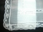 Lovely  Vintage White Lace Edged Swiss Wedding Hanky   K