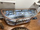 Early 20th Century Wood With Curved Glass Display Case Antique Showcase