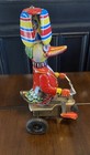 Vintage Blic Tin Wind-up Toy  duck On Bike  Working New In Original Box