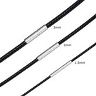 Black Rope Leather Cord Chain Necklace Stainless Steel