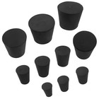 29 Pcs Solid Rubber Stoppers  10 Assorted Sizes 000  - 6   Tapered Lab Bungs Bla