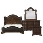New 4pc Cherry Brown King Queen Grand Classic Bedroom Set Traditional B d m n