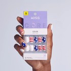 Kiss 32 Glue On Nails Short Squoval Red  White   Blue Melody In Motion Flag New