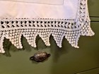 Antique Vintage Hand Embroidered Crocheted Lace Tablecloth White Victorian