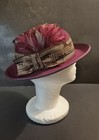 Designed Forright Impression By Bill Horsman 100  Wool Maroon Feather Hat - Osfm