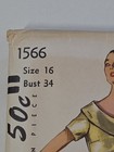 Simplicity 1566 Dress Slim Full Skirt Sewing Pattern Ladies 16 Vtg Ff Collared