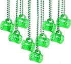 St Patricks Day Shot Glasses Bead Necklaces  Pack Of 12     Green Irish Gifts P   