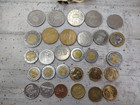 Vintage Foreign Coins Money Lot Sweden Kronor Canada France Franc Mexico Pesos