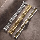 Solid Stainless Steel Strap Bracelet 20mm Curved End President Silver Watch Band