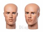 2pcs Male Fiberglass Mannequin Head Bust Wig Hat Jewelry Display  35h X2