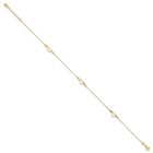 Real 14k Yellow Gold Open Heart 3-station Anklet 10-11  Diamond-cut Gift