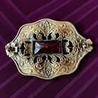 Art Nouveau Antique Victorian Brooch Purple Glass Gold Tone Vintage Pin