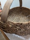 Antique Primitive Buttock  Egg Gathering Basket Woven Oak Splint   Handle Large