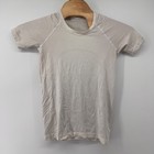 Lululemon Swiftly Tech Top Women 8 Light Grey Striped Seamless Short Sleeve