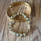 Napier Vintage Set Of Two Gold-tone Faux Pearl And Bangle 7  Bracelets