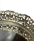 Vintage Oval Gold Floral Filigree Mirrored Vanity Tray Perfume Hollywood Regency