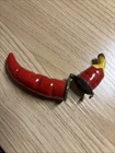 Vintage Red Porcelain Chili Pepper Hinged Trinket Box  Excellent Condition 